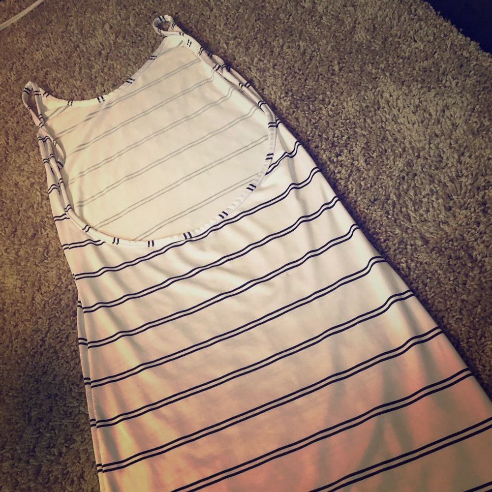 Black and white striped dress
